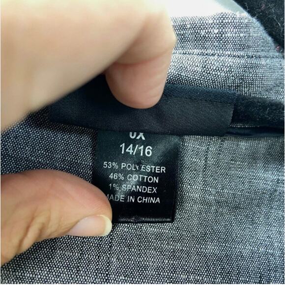 2/$30 Maggie Barnes Chambray Button-Up Top 14/16 Women Plus Gray Shirt - Picture 6 of 9